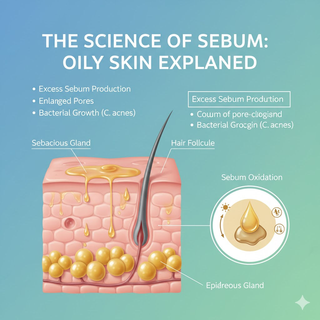 Science-backed explanation of sebum production in oily skin
