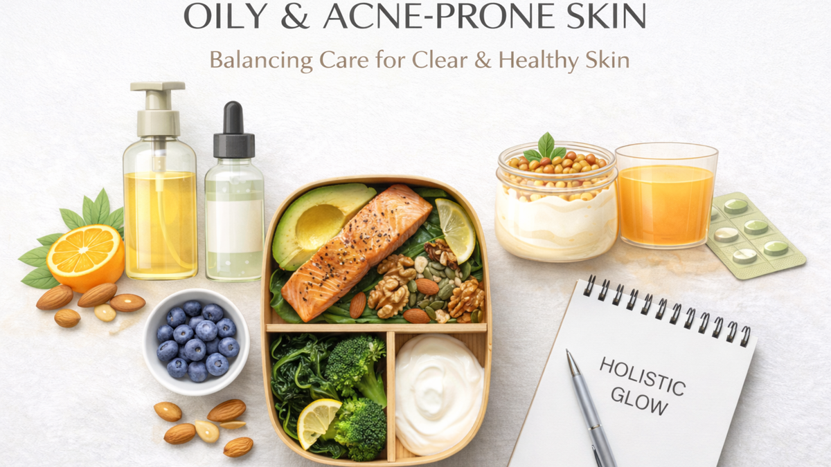Holistic skincare and nutrition for oily and acne-prone skin
