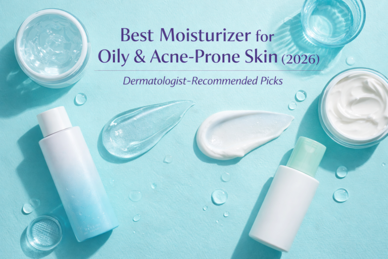 best moisturizer for oily acne-prone skin flat lay