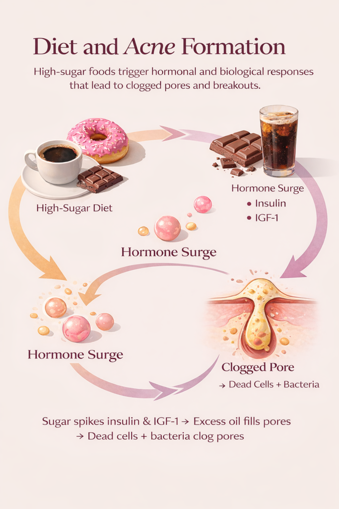 lifestyle habits that cause acne including diet stress and poor sleep