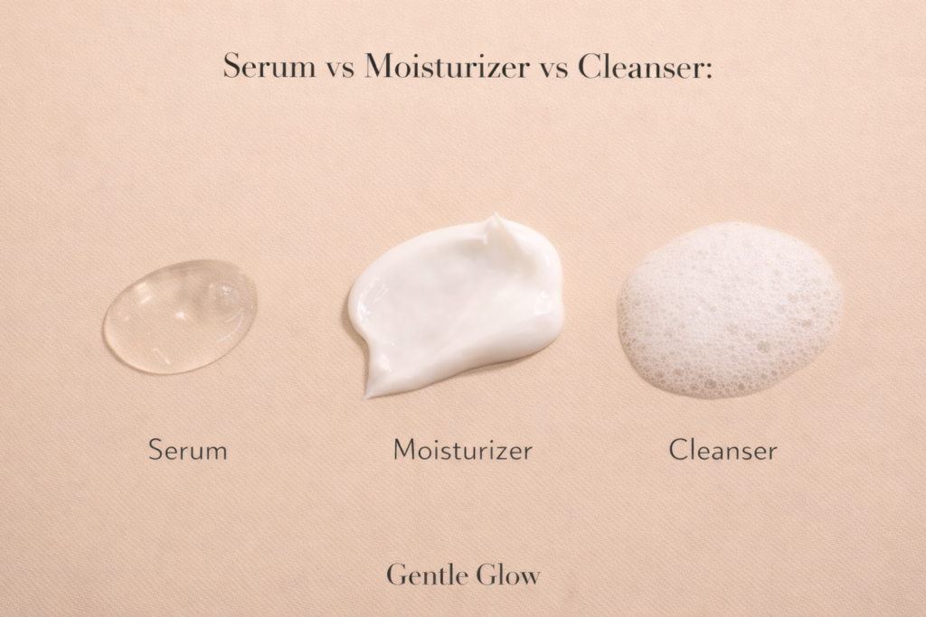 niacinamide serum vs moisturizer vs cleanser texture comparison for oily acne-prone skin